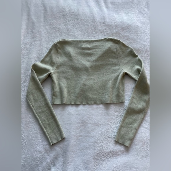 Princess Polly Long Sleeve Cropped Sweater - Pale Green - Picture 3 of 6